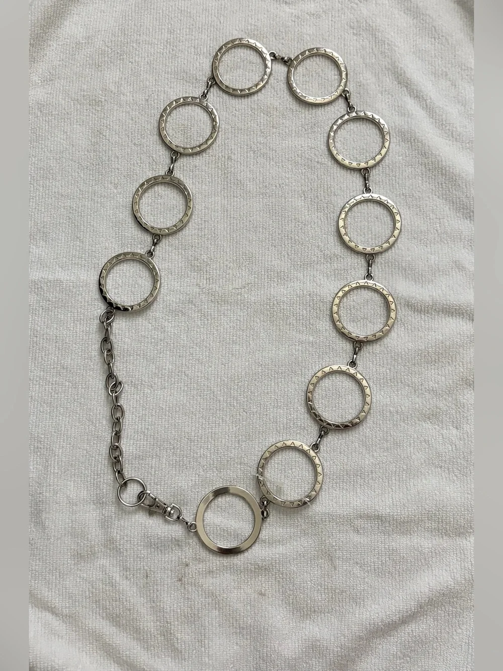 Silver-Tone Open Circle Link Necklace